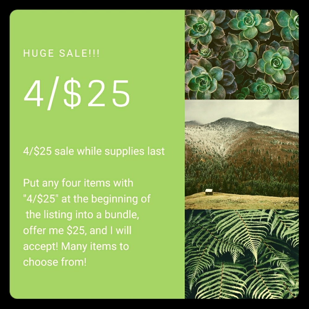 4/$25 SALE Mens, women's, tons of items
